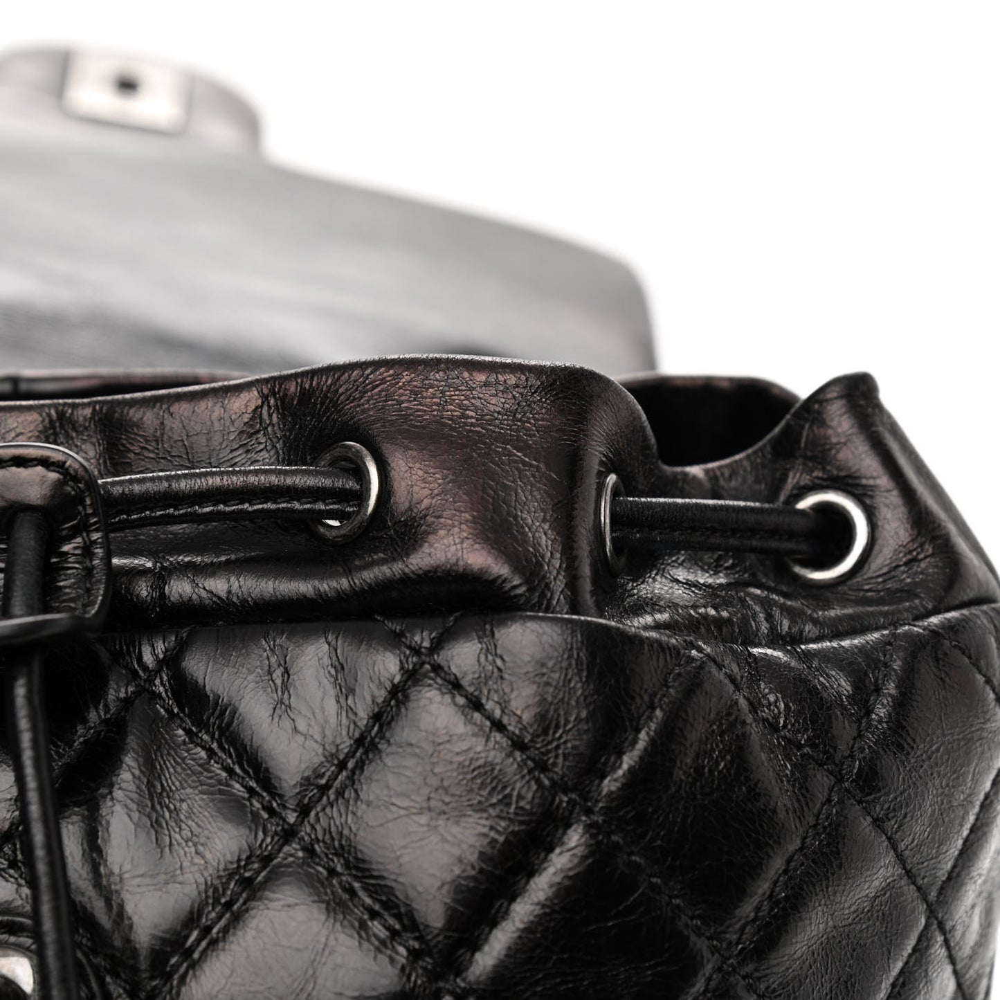 Glazed Calfskin Quilted Small Salzburg Mountain Backpack Black