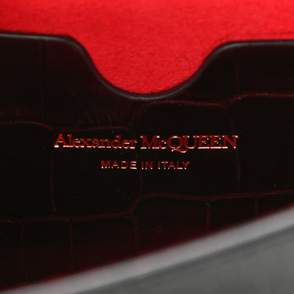 Alexander McQueen Calfskin Crocodile Embossed Skull Mini Crossbody Bag Black 5 of 9
