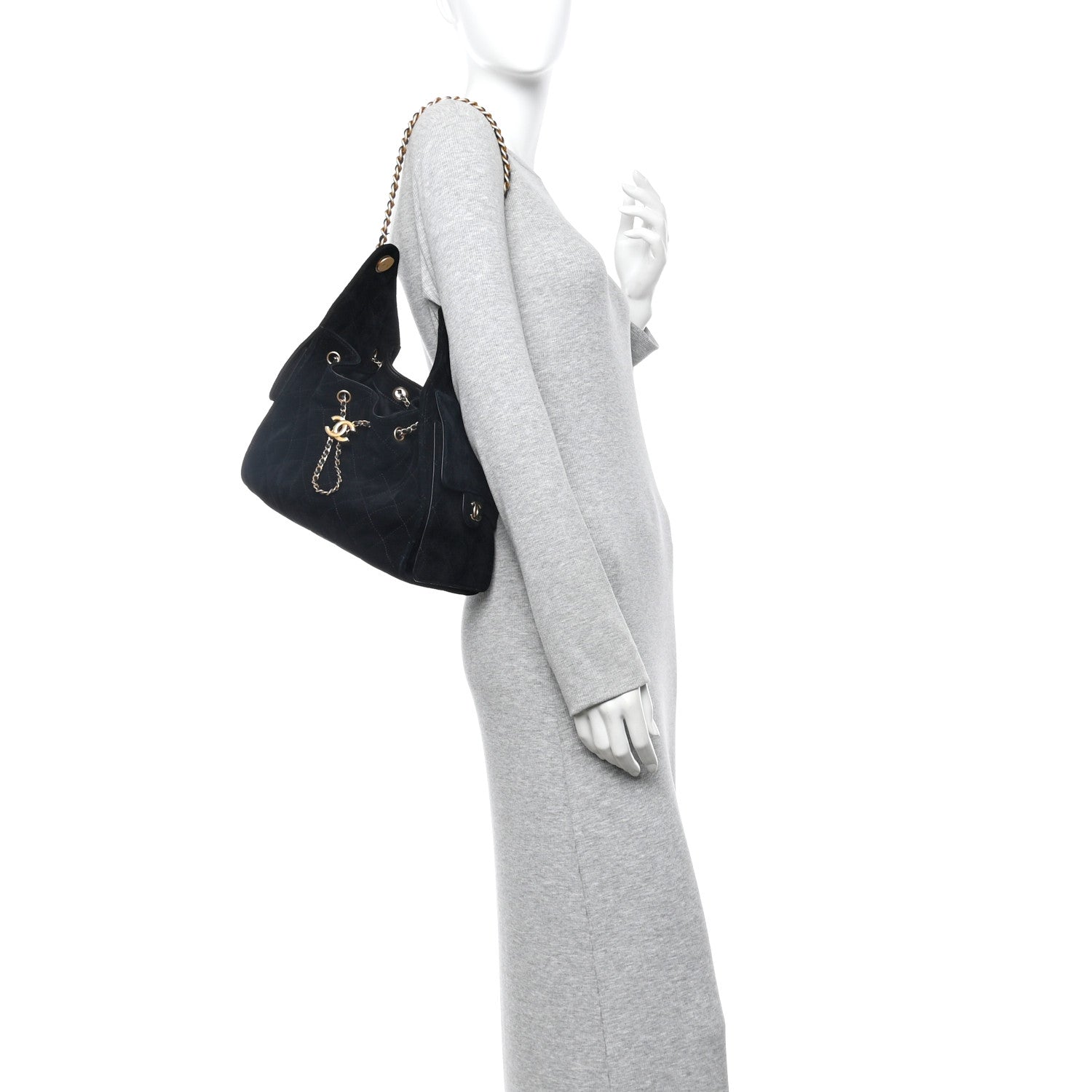Chanel Suede Quilted Small Chanel 25 Handbag Black 2 of 10
