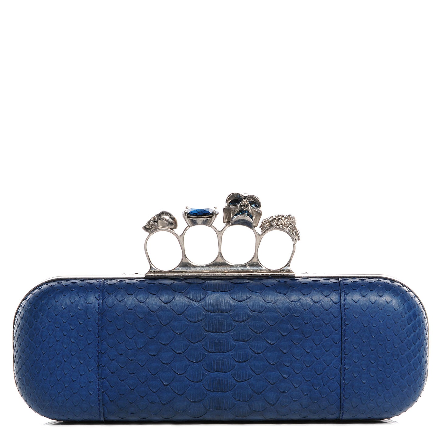ALEXANDER MCQUEEN Python Knuckle Box Clutch Blue