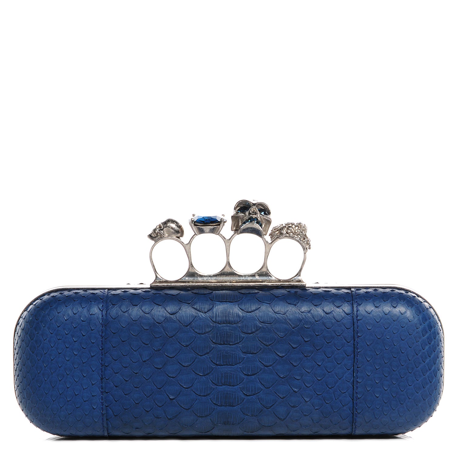 Alexander Wang ALEXANDER MCQUEEN Python Knuckle Box Clutch Blue 1 of 7