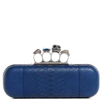 Alexander Wang ALEXANDER MCQUEEN Python Knuckle Box Clutch Blue 1 of 7