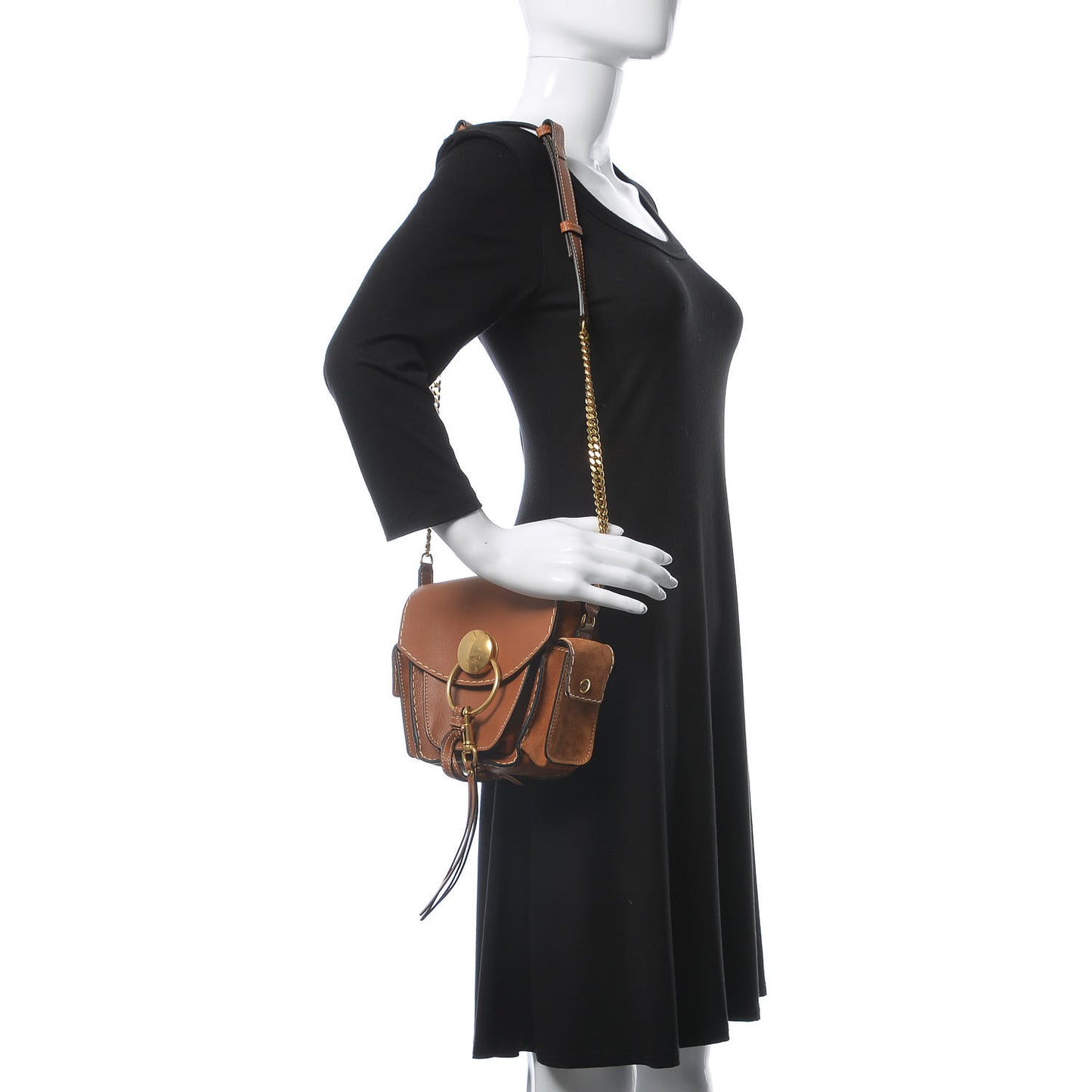 Calfskin Suede Small Jodie Camera Bag Caramel