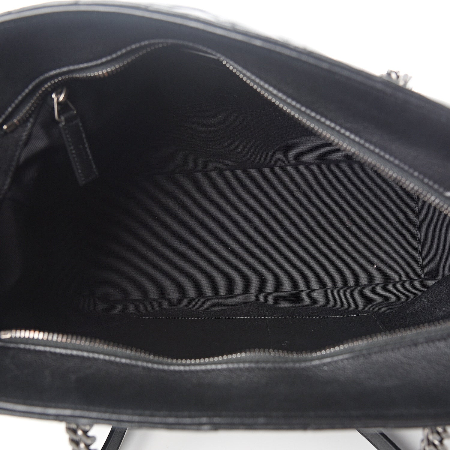 Saint Laurent Sheepskin Matelasse Chevron Large Monogram Shopping Bag Black 4 of 9