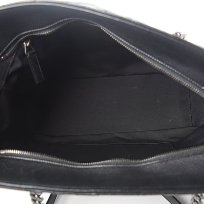 Saint Laurent Sheepskin Matelasse Chevron Large Monogram Shopping Bag Black 4 of 9