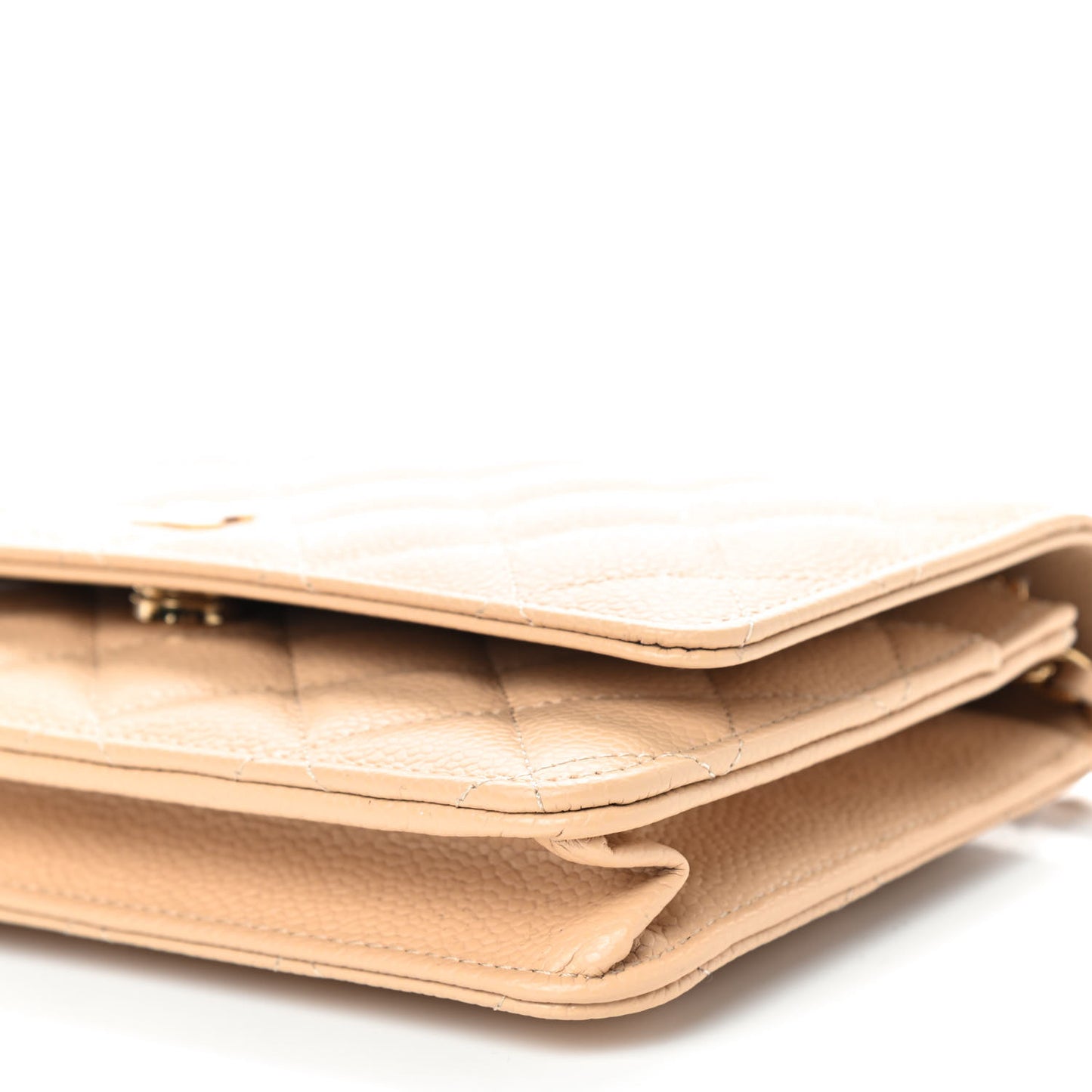 Caviar Quilted Wallet On Chain WOC Beige