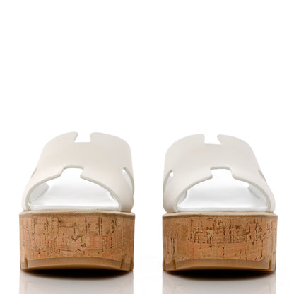 Hermes Calfskin Cork Eze 30 Sandals 38 White 2 of 13