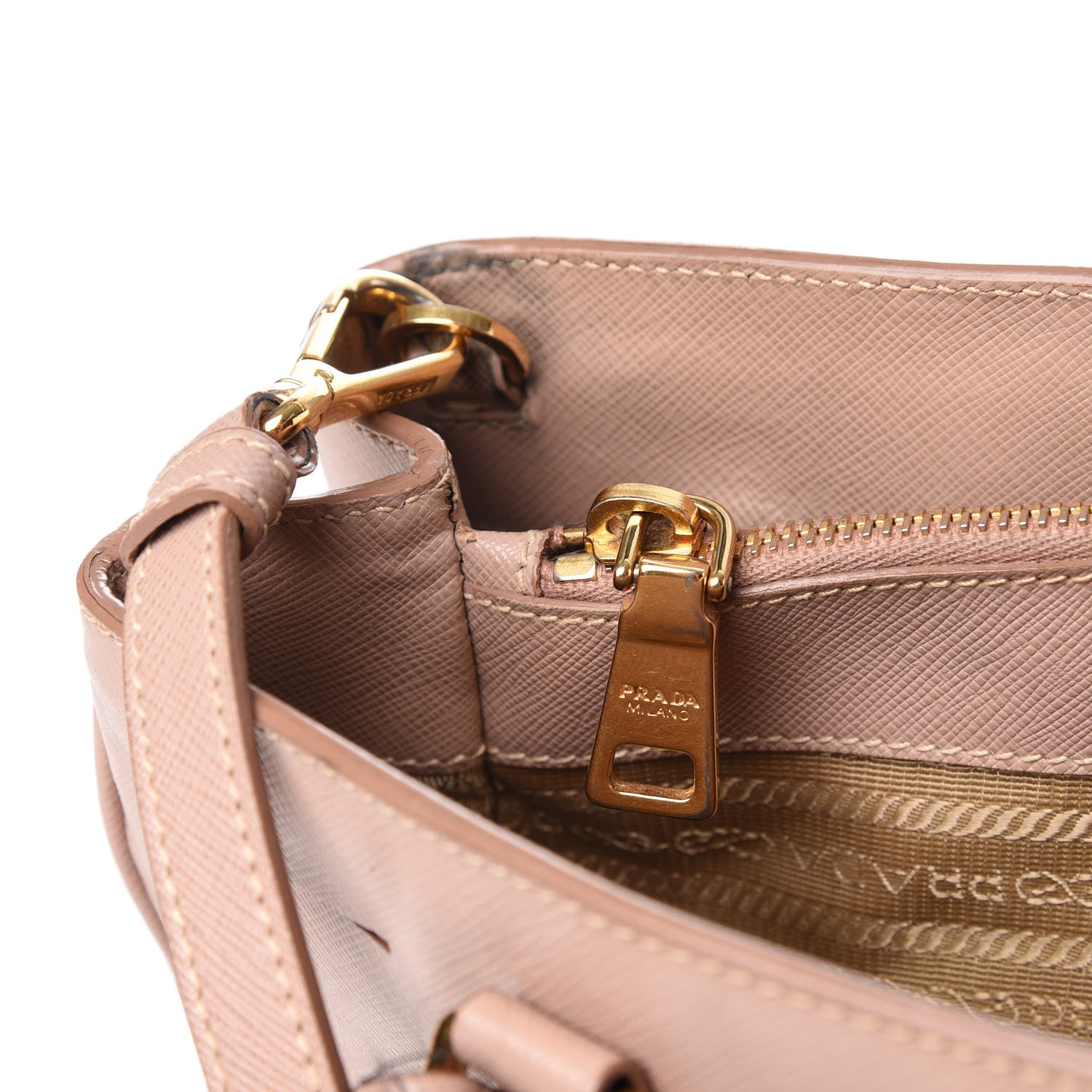 Prada Saffiano Small Double Handle Tote Mughetto 19 of 21