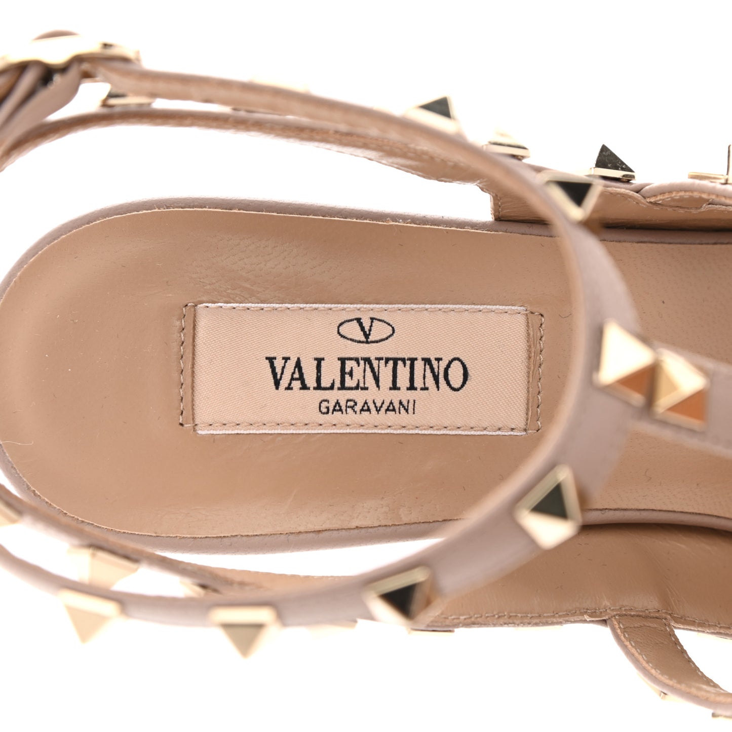 Patent Nappa Rockstud Ankle Strap 100mm Pumps 38 Poudre
