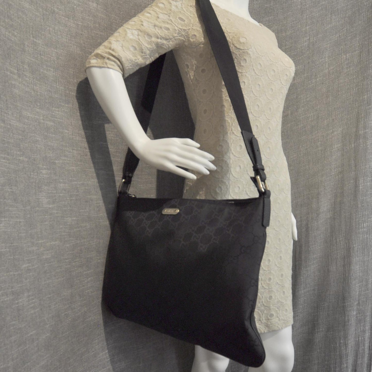 Nylon Monogram Messenger Bag Black