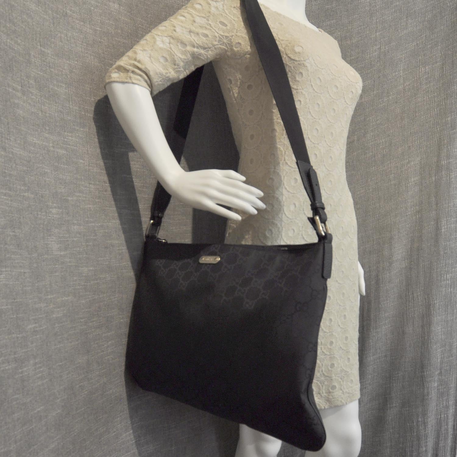 Gucci Nylon Monogram Messenger Bag Black 2 of 11