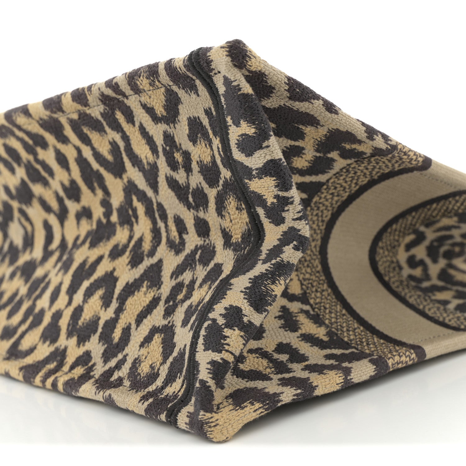 Christian Dior Canvas Mizza Embroidered Medium Leopard Book Tote Beige 10 of 12