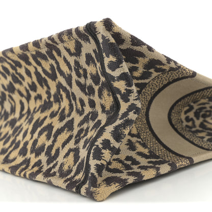 Christian Dior Canvas Mizza Embroidered Medium Leopard Book Tote Beige 10 of 12