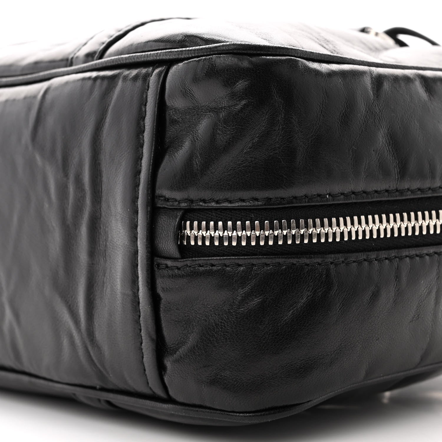 Prada Nappa Antique Small Re-Edition 2001 Two Handle Crossbody Bag Black 9 of 9