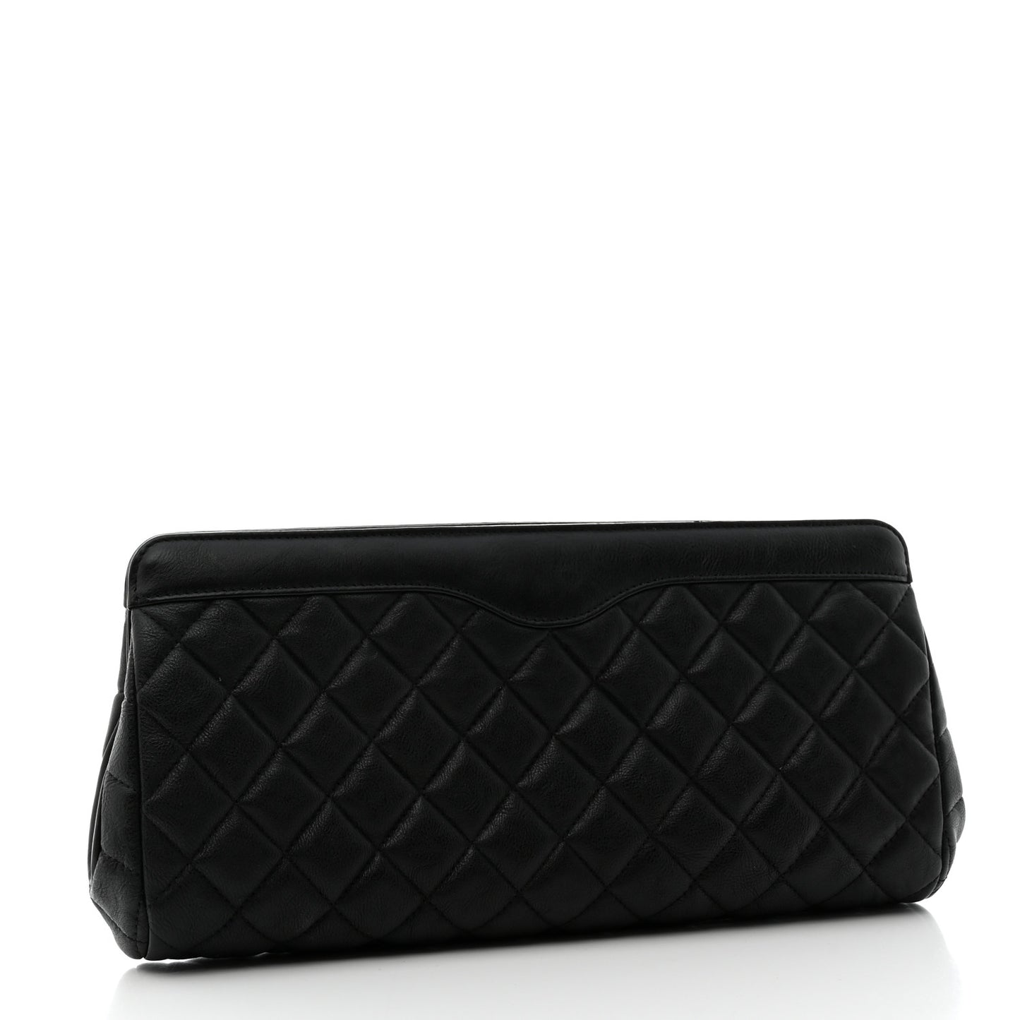 Crumpled Calfskin Quilted Clutch So Black