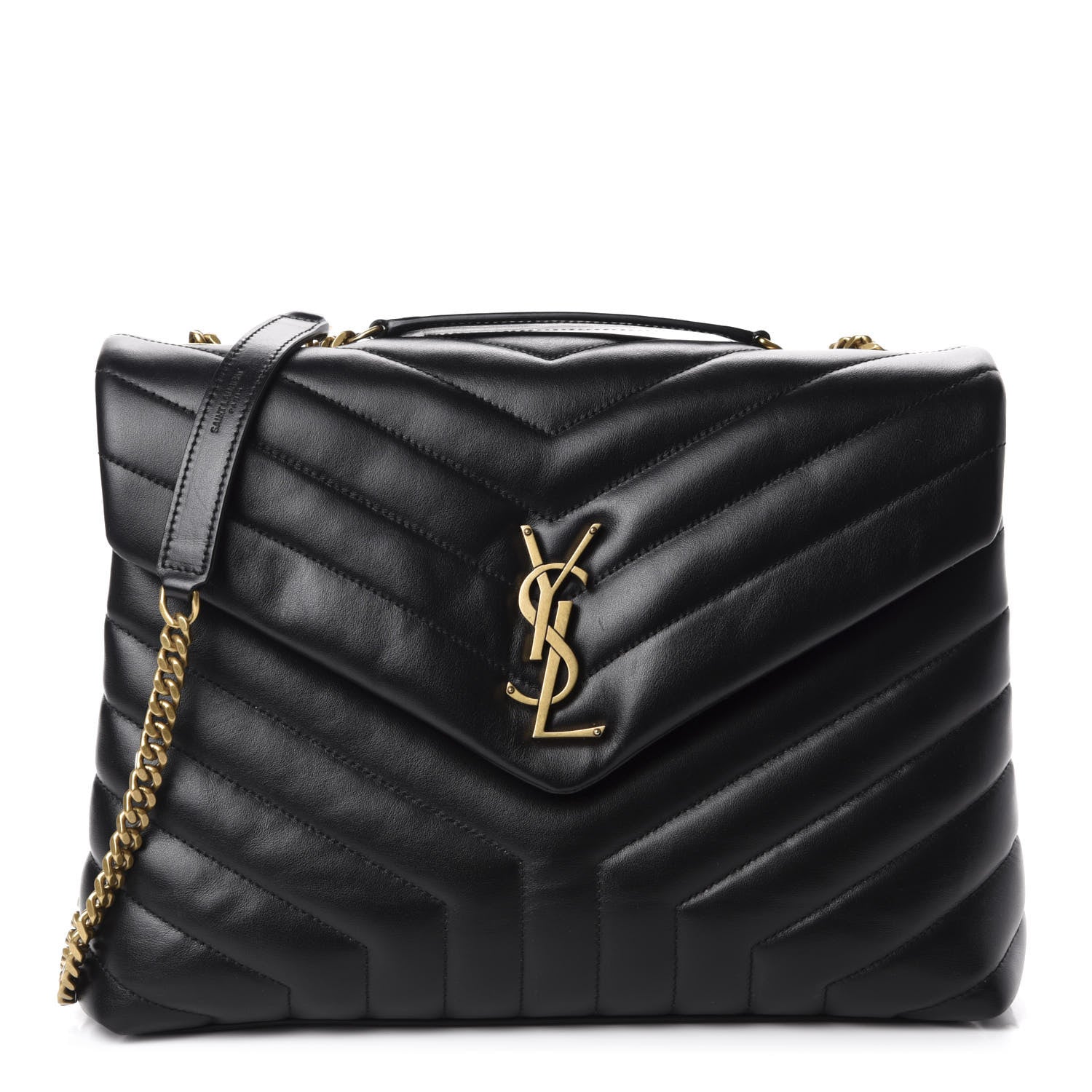 Saint Laurent Calfskin Y Quilted Monogram Medium Loulou Chain Satchel Black 1 of 12