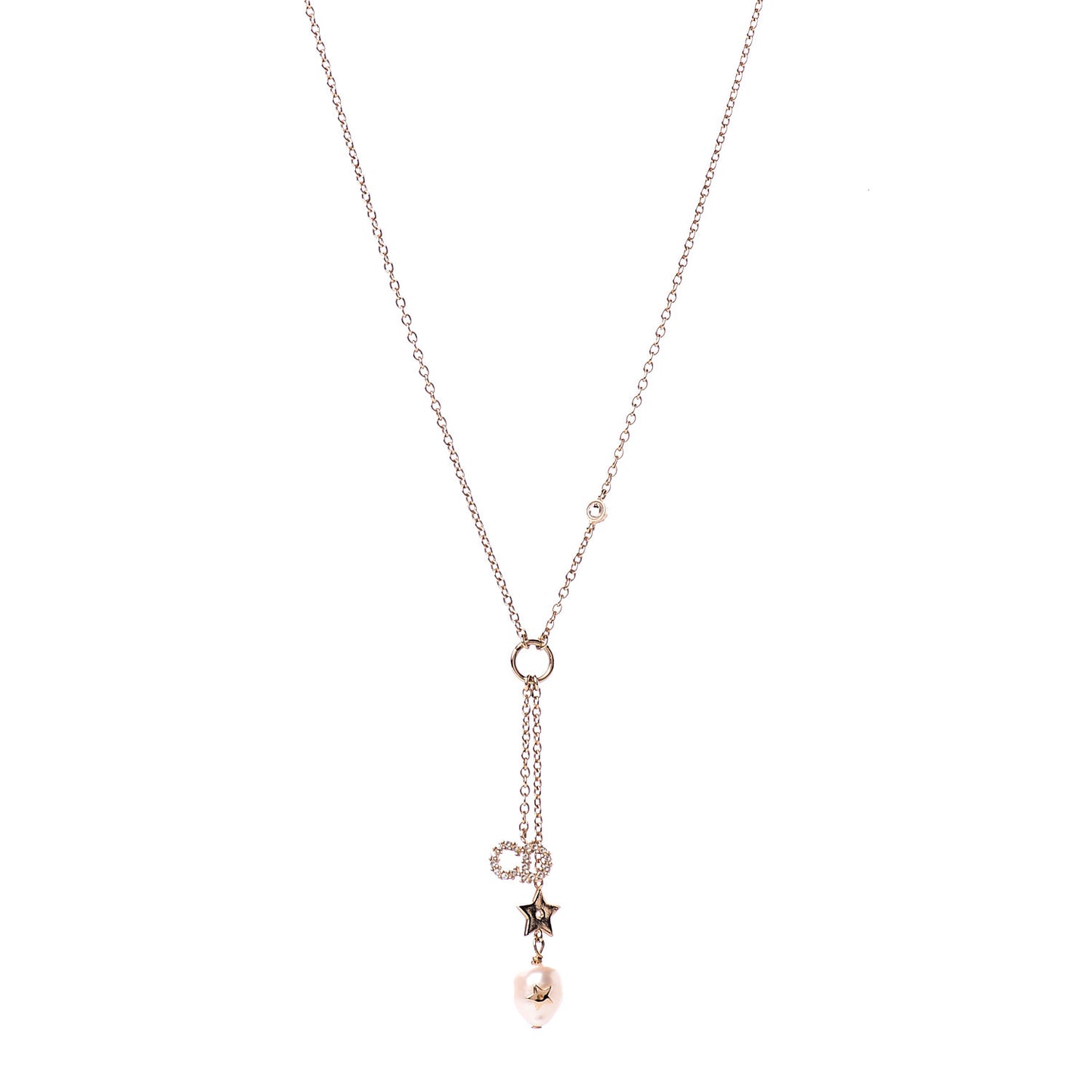 Crystal Pearl Shiny-D Tribal Long Necklace Gold