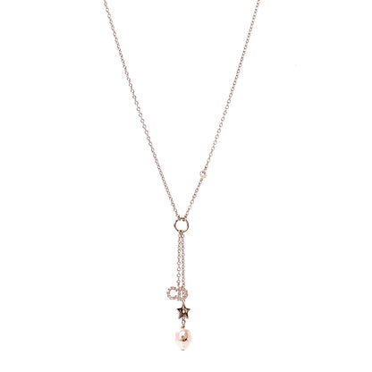 Christian Dior Crystal Pearl Shiny-D Tribal Long Necklace Gold 1 of 5
