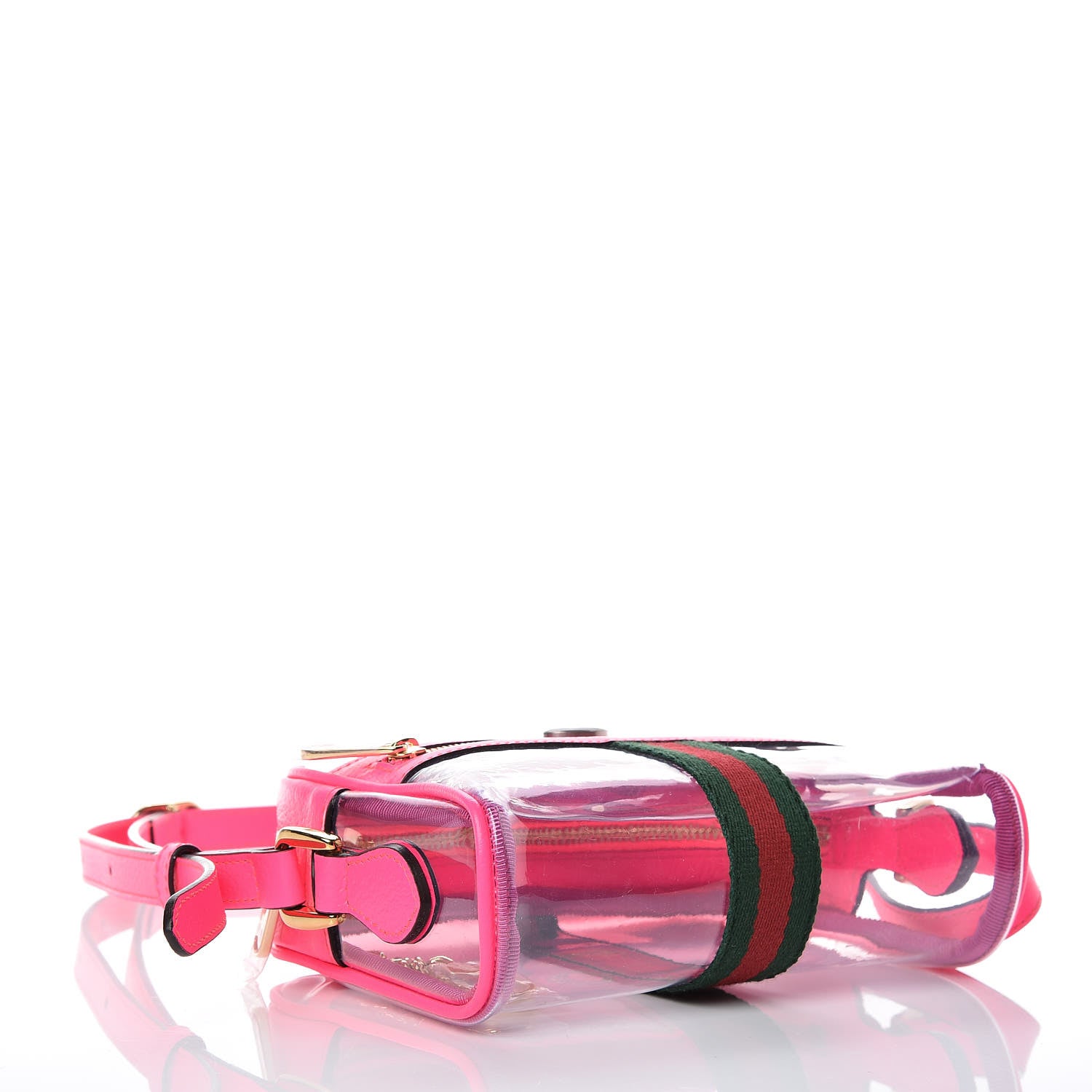 Gucci Vinyl Web Mini Ophidia Transparent Shoulder Bag Fluorescent Fuchsia 4 of 10