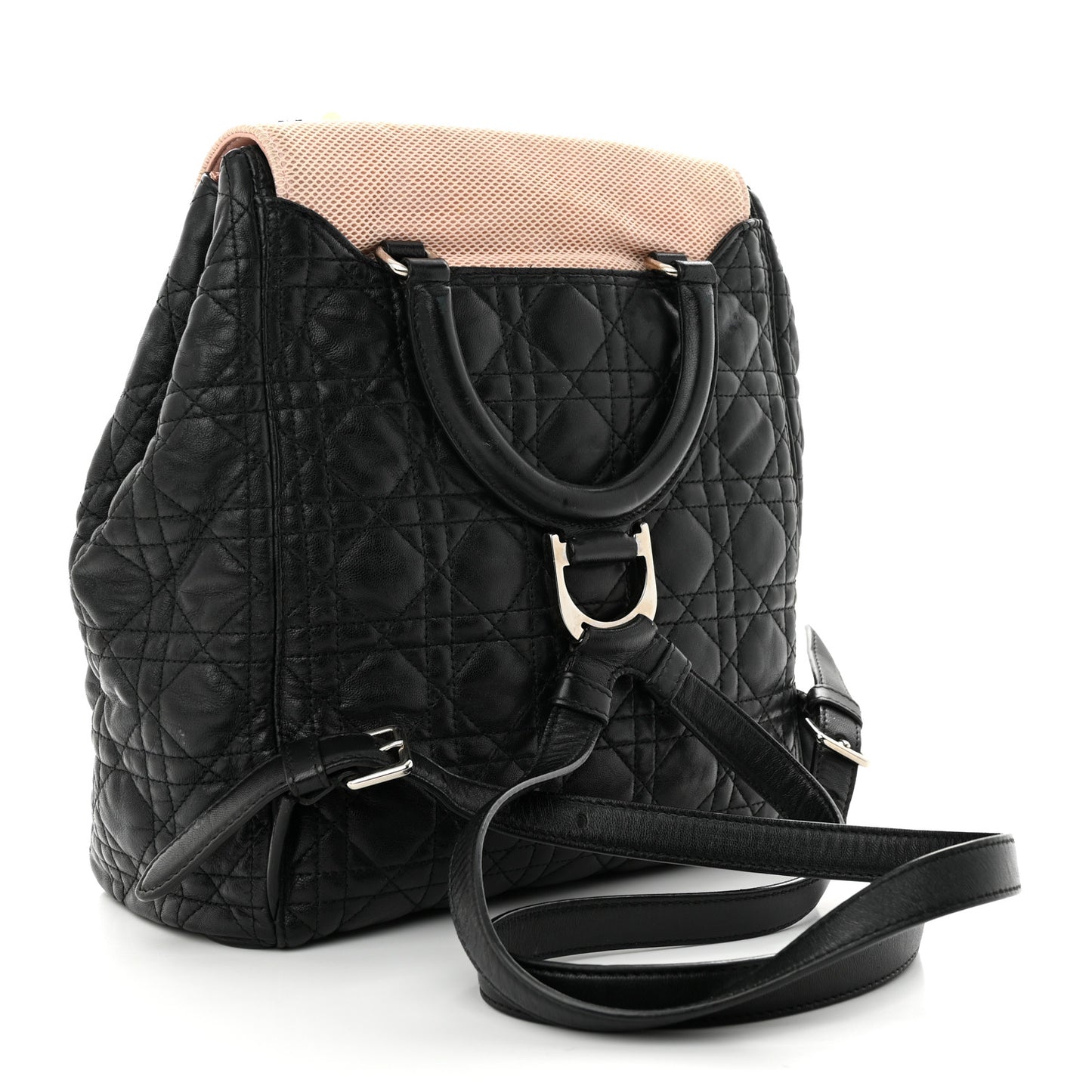 Lambskin Mesh Cannage Embroidered Large Stardust Backpack Black Pink