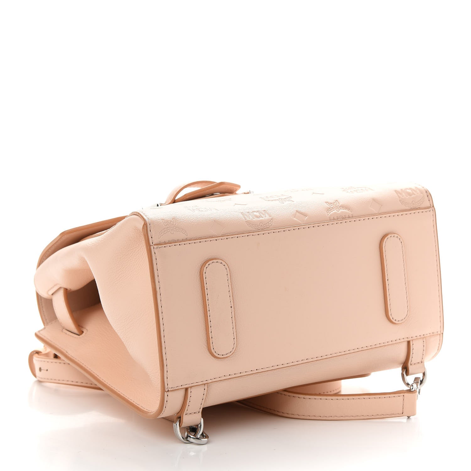 MCM Calfskin Essential Monogram Small Backpack Bisque 4 of 9