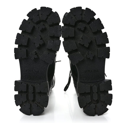 Prada Spazzolato Rois Nylon Metal Triangle Logo Monolith Pouch Pocket 55mm Boots 38.5 Black 6 of 11