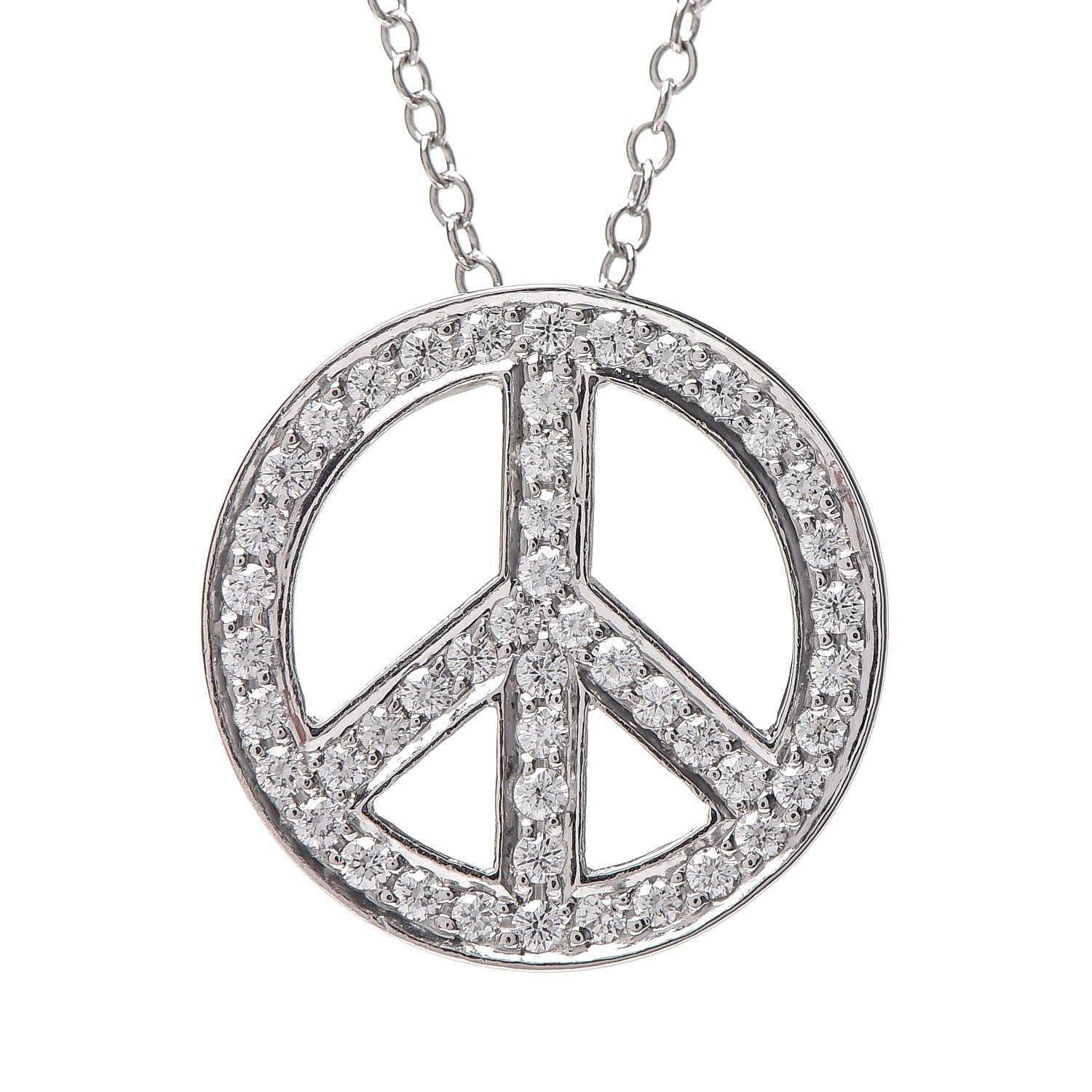 Tiffany Platinum Diamond Small Peace Sign Pendant Necklace 4 of 7