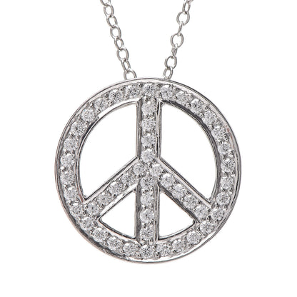 Tiffany Platinum Diamond Small Peace Sign Pendant Necklace 4 of 7