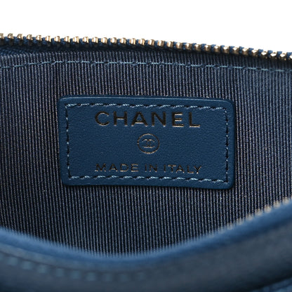 Chanel Iridescent Caviar Quilted Classic Zip Pouch Navy 6 of 8