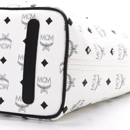 MCM Visetos Studded Medium Anya Zip Top Shopper Tote White 10 of 10