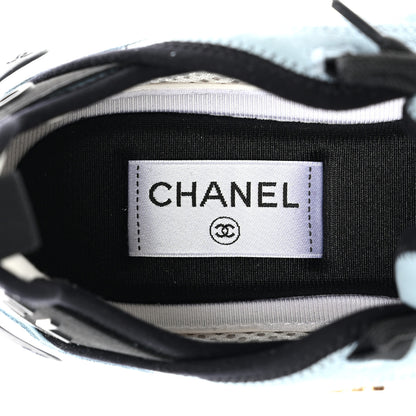 Chanel Suede Calfskin Nylon Grosgrain CC Sneakers 38.5 Light Blue 7 of 10