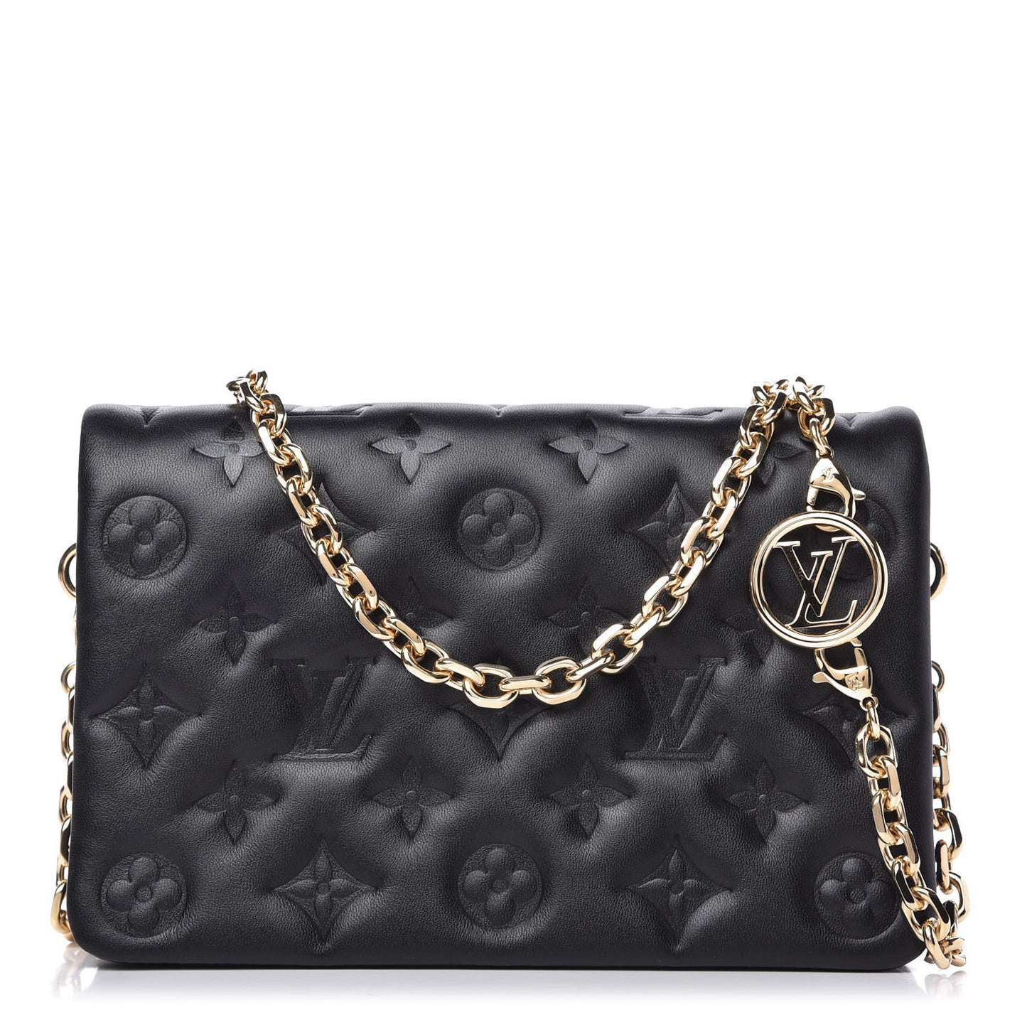 Lambskin Embossed Monogram Pochette Coussin Black