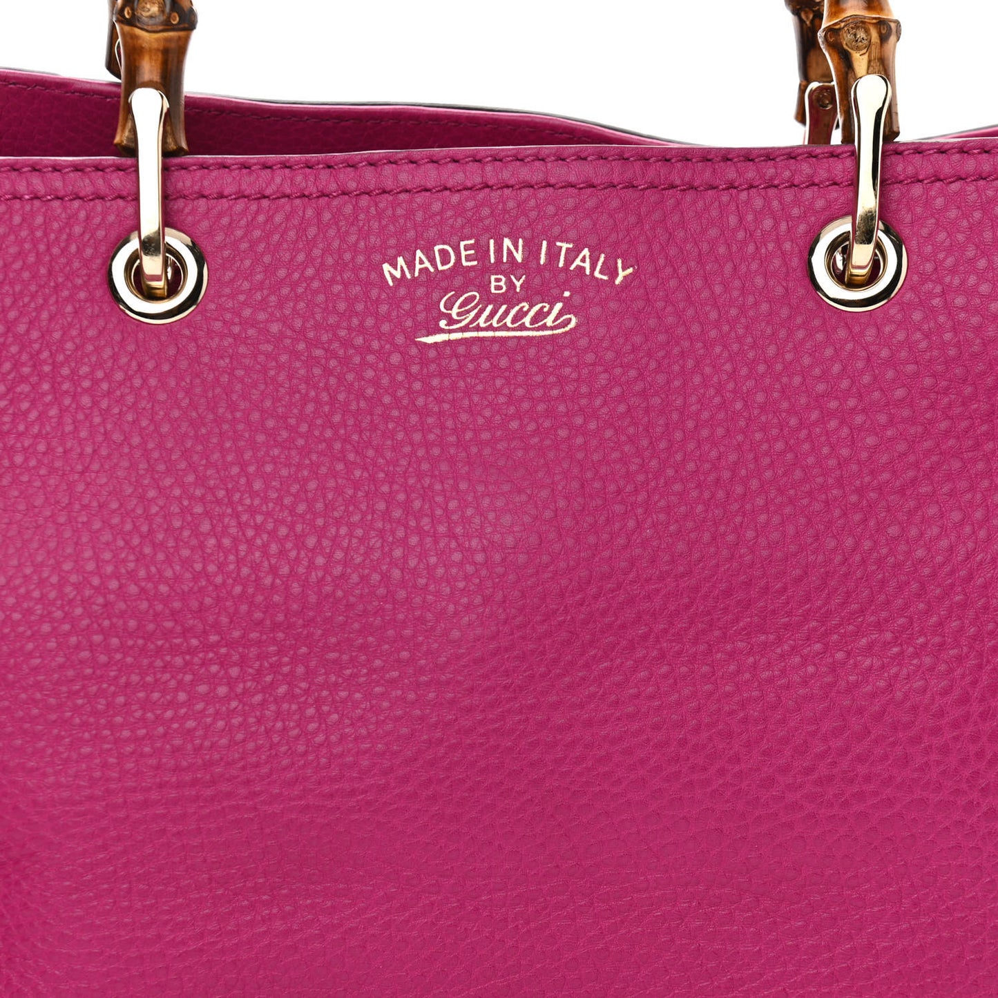 Pebbled Calfskin Medium Bamboo Shopper Tote Bright Bougainvillea