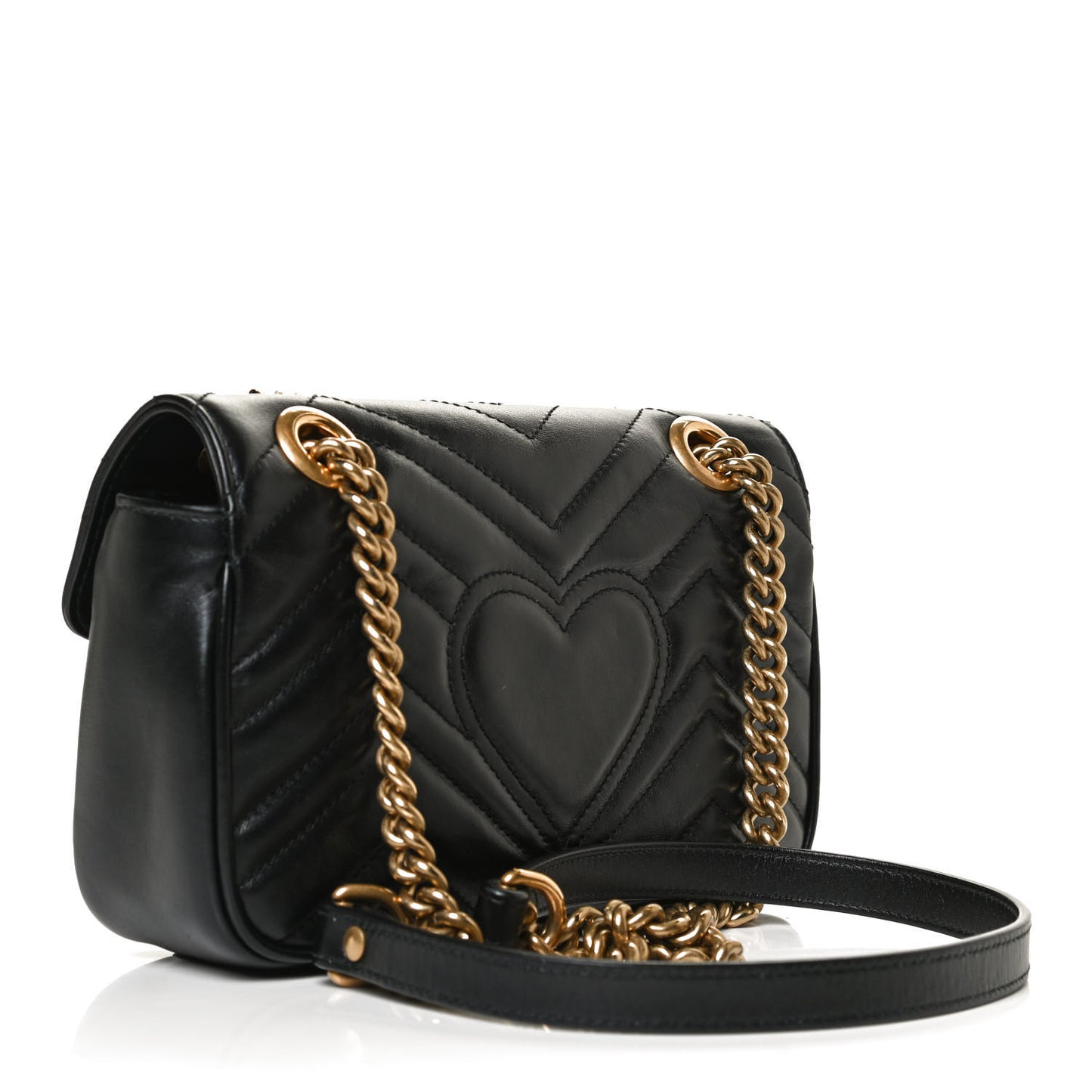 Calfskin Matelasse Mini GG Marmont Shoulder Bag Black