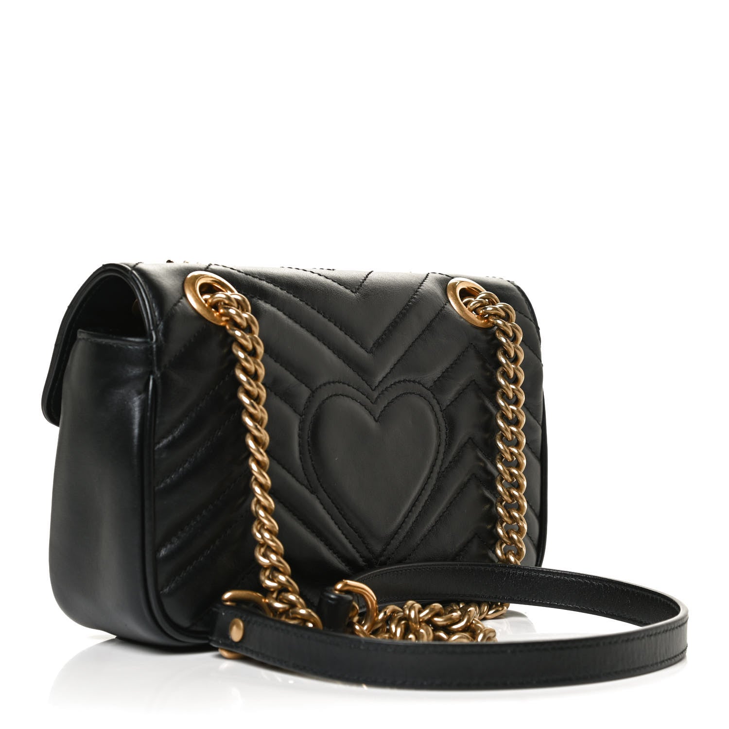 Gucci Calfskin Matelasse Mini GG Marmont Shoulder Bag Black 3 of 14
