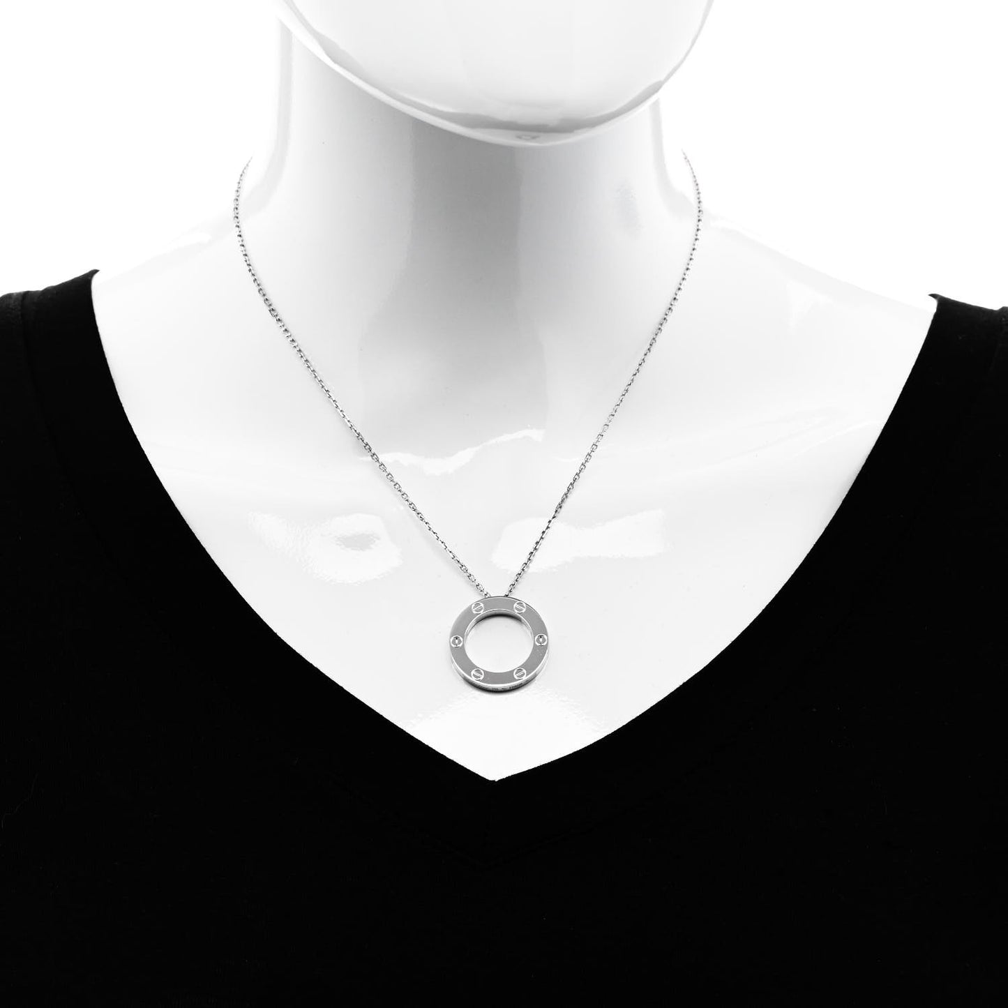 18K White Gold LOVE Pendant Necklace