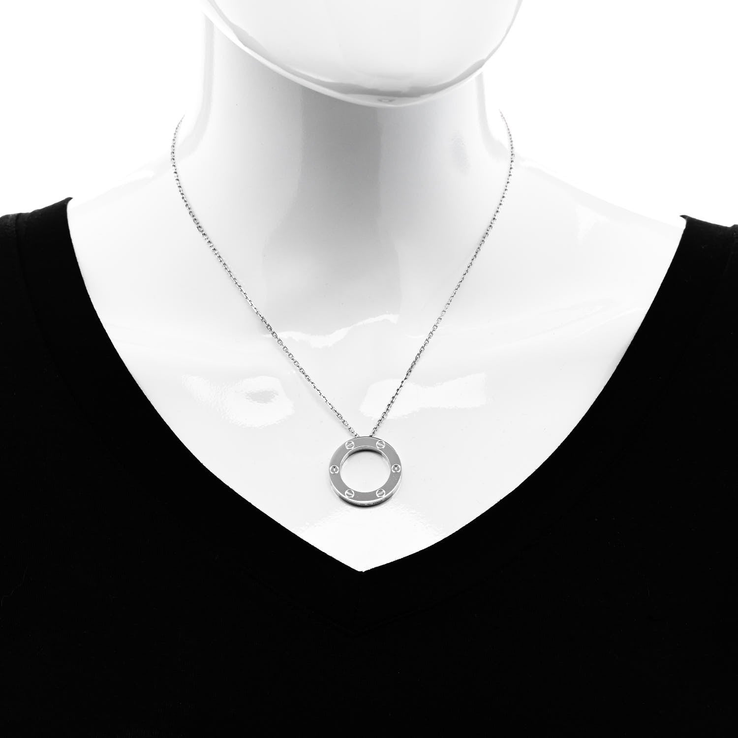 Cartier 18K White Gold LOVE Pendant Necklace 2 of 5