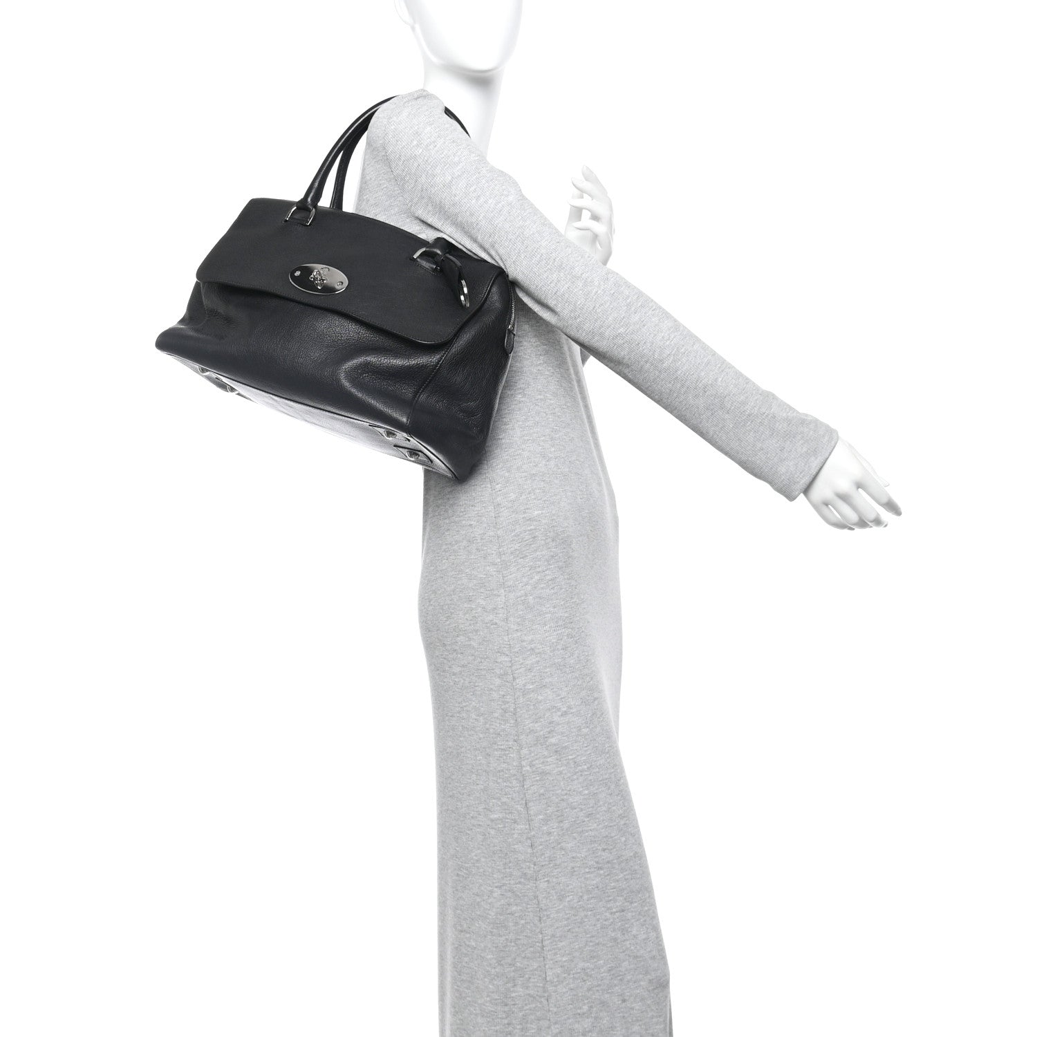 Mulberry Glossy Goatskin Medium Del Rey Satchel Black 2 of 15