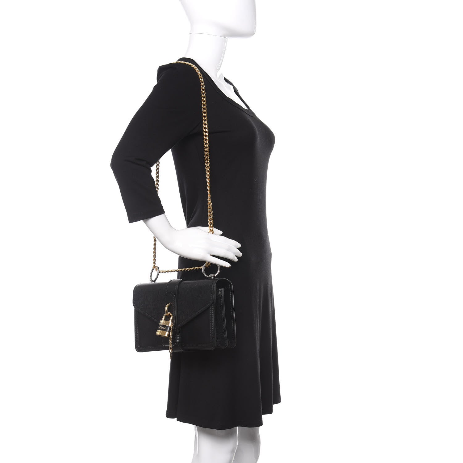 Chloe Shiny Goatskin Calfskin Aby Chain Shoulder Bag Black 2 of 11