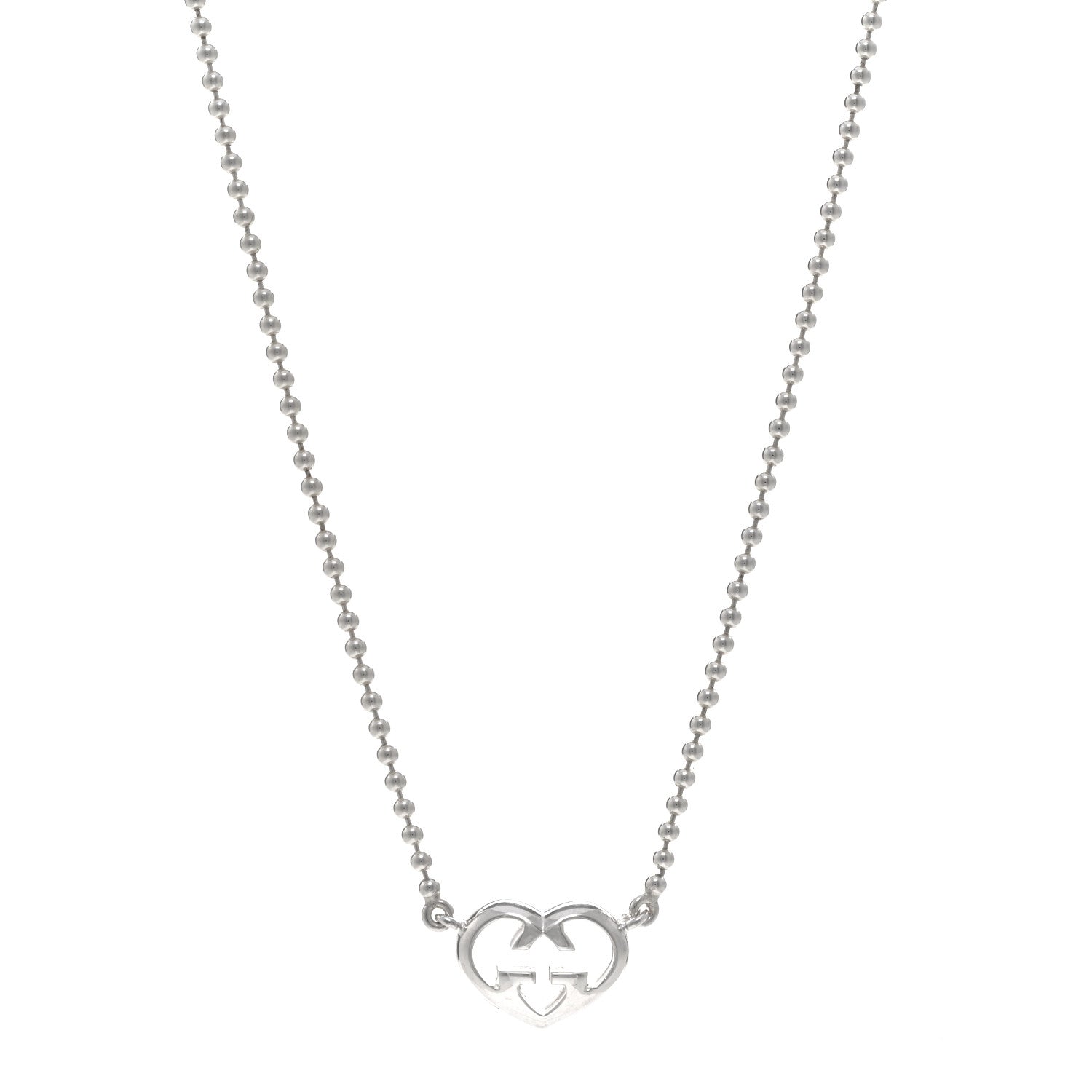 Gucci Sterling Silver Britt Heart Station Pendant Necklace 1 of 4