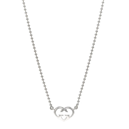 Gucci Sterling Silver Britt Heart Station Pendant Necklace 1 of 4