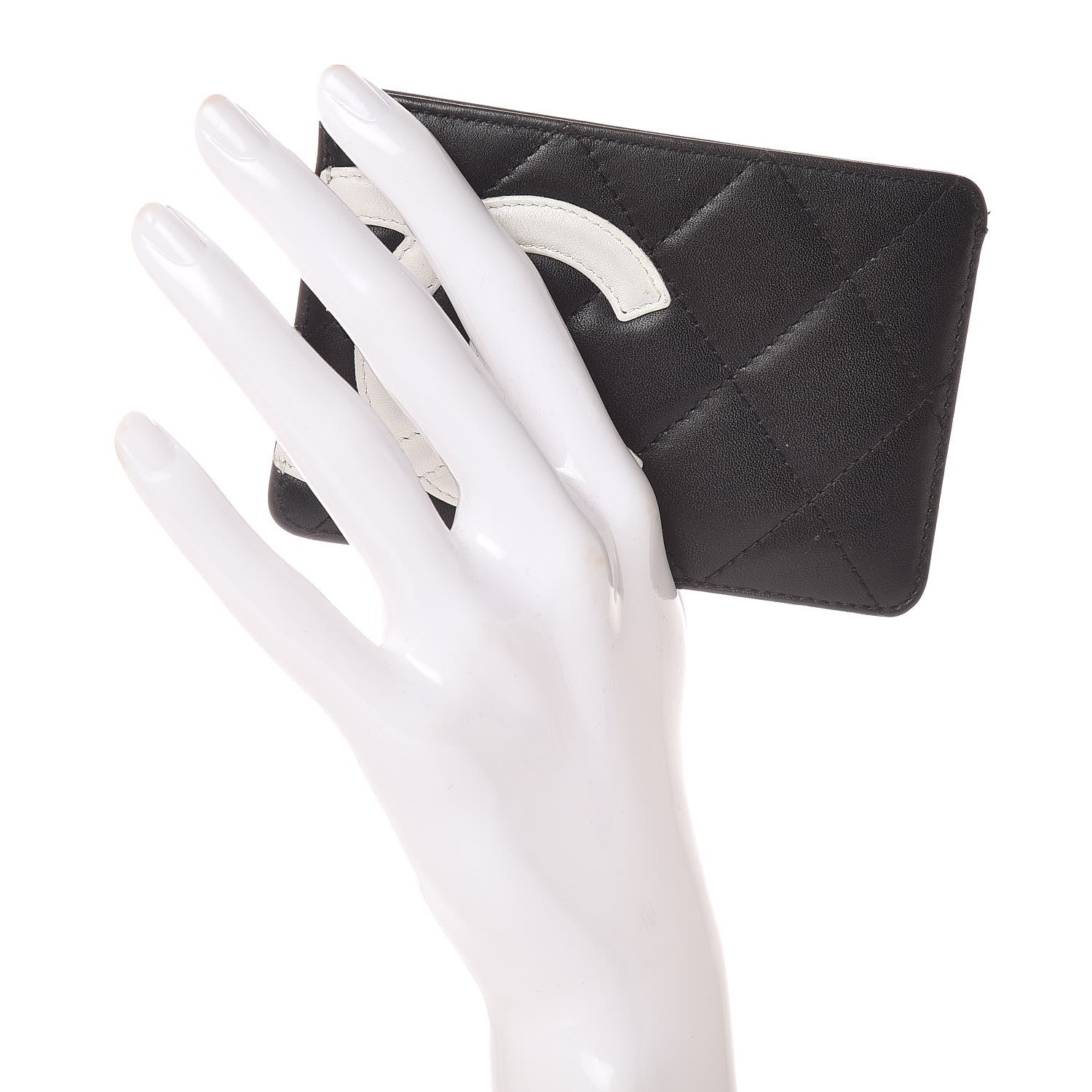 Chanel Calfskin Quilted Cambon Card Holder Black White 2 of 9