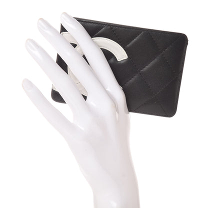 Chanel Calfskin Quilted Cambon Card Holder Black White 2 of 9