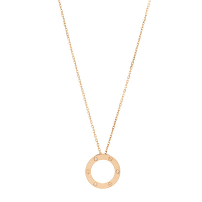 Cartier 18K Yellow Gold 3 Diamonds LOVE Pendant Necklace 1 of 5