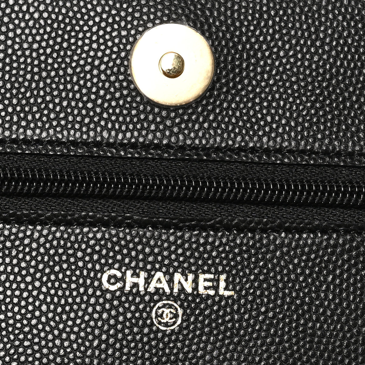 Caviar Quilted Enamel Coco Casino Wallet On Chain WOC Black