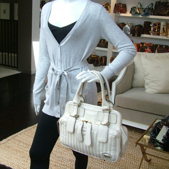 Leather Bay Tote Ivory Blanc