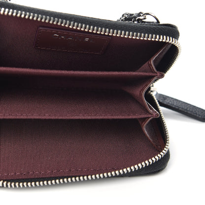Chanel Caviar Quilted Zip Around Coin Purse Wallet On Chain Black 5 of 7