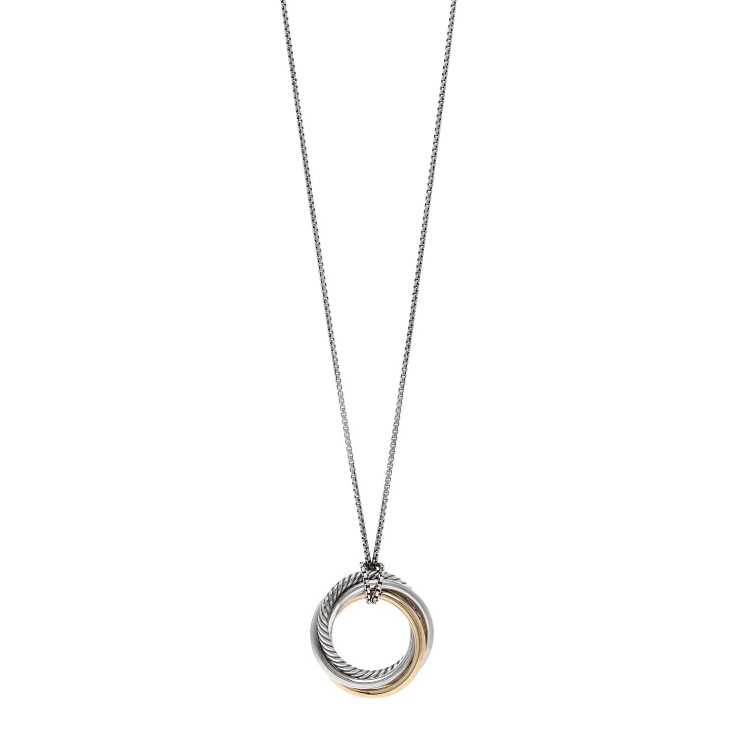 Sterling Silver 14K Yellow Gold 37mm Crossover Pendant Necklace