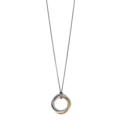 David Yurman Sterling Silver 14K Yellow Gold 37mm Crossover Pendant Necklace 1 of 4