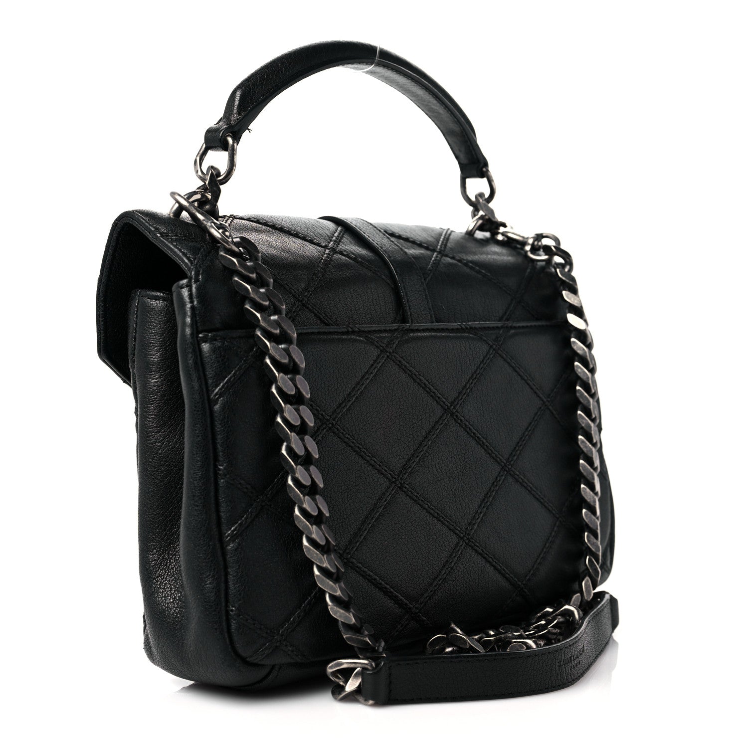 Saint Laurent Calfskin Matelasse Diamond Quilted Monogram Medium College Bag Black 3 of 13